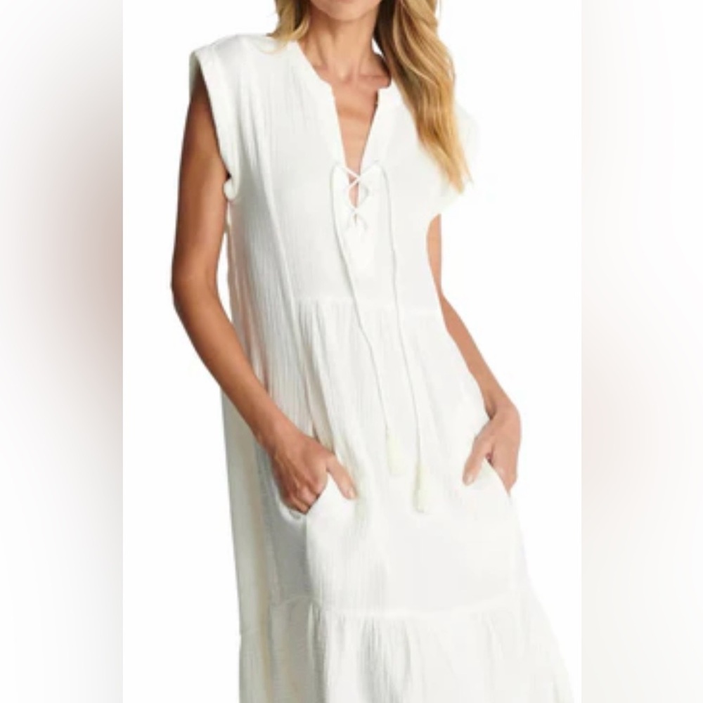 Sundays White Lace-Up Swim Ari Dress
